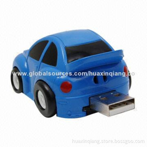 Mini Car Shape USB Flash Disk, ABS Material, 128MB-64GB Capacities, 30g, Any Color, 5-year Warranty